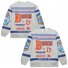 Кофта Denver Broncos Mitchell & Ness Heather Gray All Over Print Vintage Fleece Crewneck
