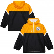 Pittsburgh Steelers Mitchell & Ness Gold/Black Tie Breaker Vintage Logo Lightweight Anorak Half-Zip Windbreaker