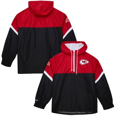 Kansas City Chiefs Mitchell & Ness Red/Black Tie Breaker Vintage Logo Lightweight Anorak Half-Zip Windbreaker
