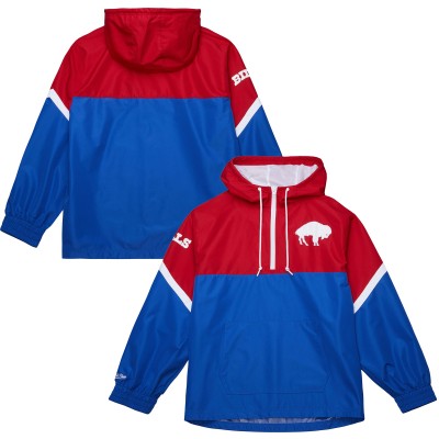 Buffalo Bills Mitchell & Ness Red/Royal Tie Breaker Vintage Logo Lightweight Anorak Half-Zip Windbreaker
