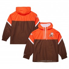 Cleveland Browns Mitchell & Ness Orange/Brown Tie Breaker Vintage Logo Lightweight Anorak Half-Zip Windbreaker