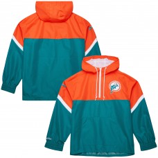 Miami Dolphins Mitchell & Ness Orange/Aqua Tie Breaker Vintage Logo Lightweight Anorak Half-Zip Windbreaker
