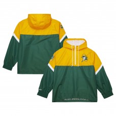 Green Bay Packers Mitchell & Ness Gold/Green Tie Breaker Vintage Logo Lightweight Anorak Half-Zip Windbreaker