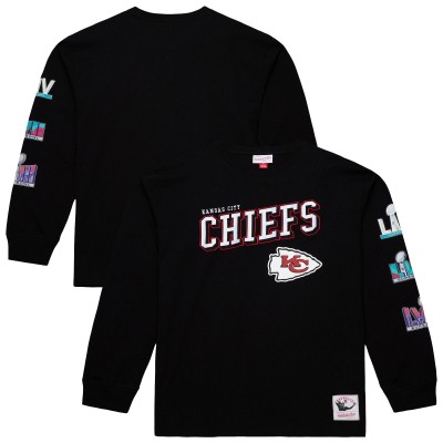 Kansas City Chiefs Mitchell & Ness Black Training Camp Vintage Logos Long Sleeve T-Shirt
