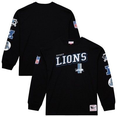 Футболка с длинным рукавом Detroit Lions Mitchell & Ness Black Training Camp Vintage Logos