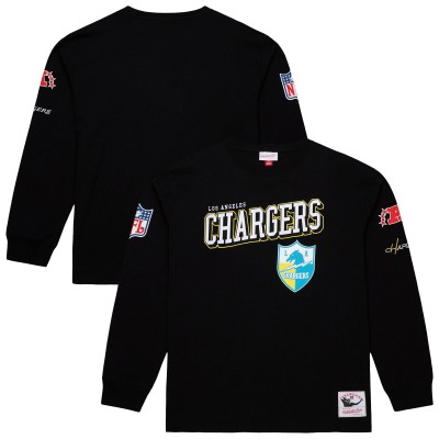 Los Angeles Chargers Mitchell & Ness Black Training Camp Vintage Logos Long Sleeve T-Shirt