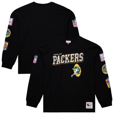 Футболка с длинным рукавом Green Bay Packers Mitchell & Ness Black Training Camp Vintage Logos