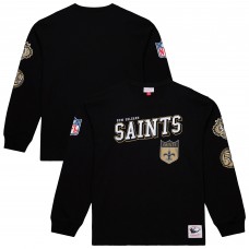 Футболка с длинным рукавом New Orleans Saints Mitchell & Ness Black Training Camp Vintage Logos