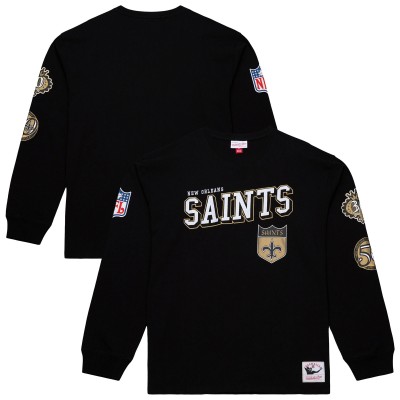 Футболка с длинным рукавом New Orleans Saints Mitchell & Ness Black Training Camp Vintage Logos