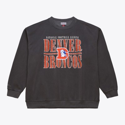 Denver Broncos Mitchell & Ness Black Downtown Crew Vintage Logo Sweatshirt