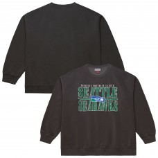 Seattle Seahawks Mitchell & Ness Black Downtown Crew Vintage Logo Sweatshirt