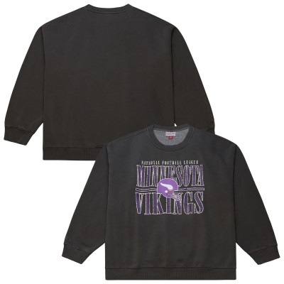 Minnesota Vikings Mitchell & Ness Black Downtown Crew Vintage Logo Sweatshirt