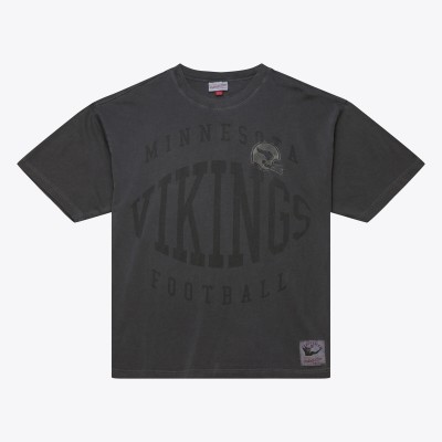 Minnesota Vikings Mitchell & Ness Black Downtown Collection Premium Vintage Logo T-Shirt