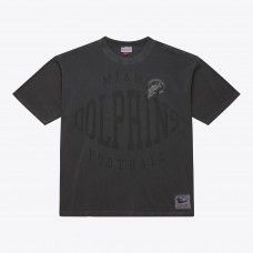 Miami Dolphins Mitchell & Ness Black Downtown Collection Premium Vintage Logo T-Shirt