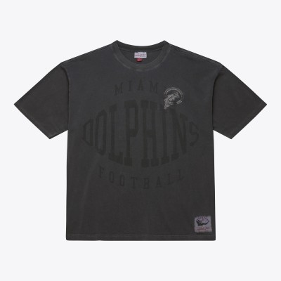 Miami Dolphins Mitchell & Ness Black Downtown Collection Premium Vintage Logo T-Shirt