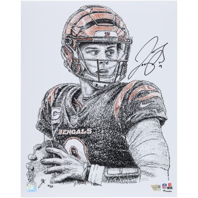 Joe Burrow Cincinnati Bengals Autographed Fanatics Authentic 16 x 20 Photo Print - Art by Jayce Hall - Limited Edition of 50
