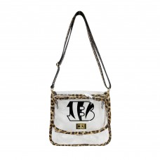 Cincinnati Bengals Logo Brands Leopard Print Trim Clear Purse