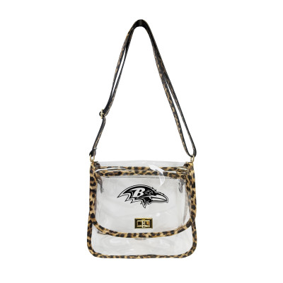 Baltimore Ravens Logo Brands Leopard Print Trim Clear Purse
