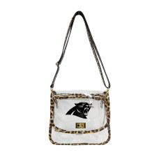 Carolina Panthers Logo Brands Leopard Print Trim Clear Purse