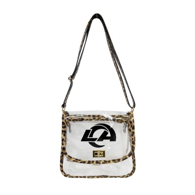 Los Angeles Rams Logo Brands Leopard Print Trim Clear Purse