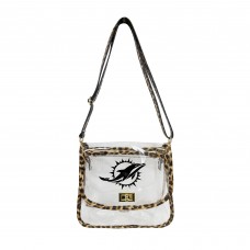 Miami Dolphins Logo Brands Leopard Print Trim Clear Purse