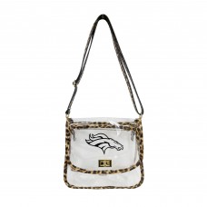 Denver Broncos Logo Brands Leopard Print Trim Clear Purse Denver Broncos Logo Brands Leopard Print Trim Clear Purse