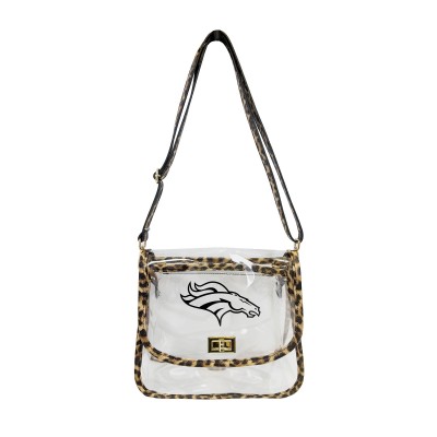 Denver Broncos Logo Brands Leopard Print Trim Clear Purse