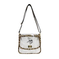 Minnesota Vikings Logo Brands Leopard Print Trim Clear Purse