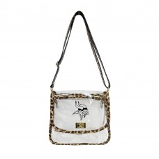 Minnesota Vikings Logo Brands Leopard Print Trim Clear Purse