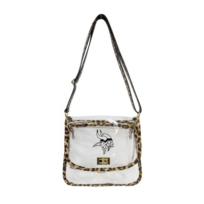 Minnesota Vikings Logo Brands Leopard Print Trim Clear Purse
