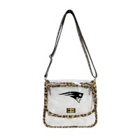 New England Patriots Logo Brands Leopard Print Trim Clear Purse