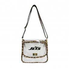 New York Jets Logo Brands Leopard Print Trim Clear Purse New York Jets Logo Brands Leopard Print Trim Clear Purse