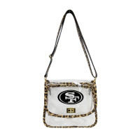 San Francisco 49ers Logo Brands Leopard Print Trim Clear Purse