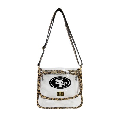 San Francisco 49ers Logo Brands Leopard Print Trim Clear Purse