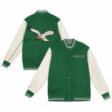 Подростковая Philadelphia Eagles Mitchell & Ness Kelly Green/Cream Full-Snap Varsity Jacket