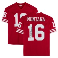 Joe Montana San Francisco 49ers Autographed Fanatics Authentic Scarlet Mitchell & Ness Authentic Jersey with SB XVI XIX XXIV MVP Inscription