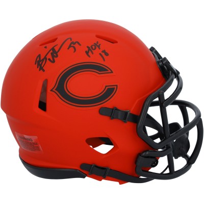 Brian Urlacher Chicago Bears Autographed Fanatics Authentic Riddell Rave Speed Mini Helmet with with HOF 18 Inscription