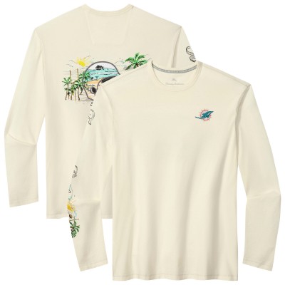 Miami Dolphins Tommy Bahama Cream Oasis Endzone Lux Long Sleeve T-Shirt