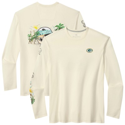 Футболка с длинным рукавом Green Bay Packers Tommy Bahama Cream Oasis Endzone Lux