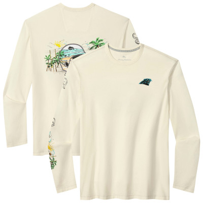 Футболка с длинным рукавом Carolina Panthers Tommy Bahama Cream Oasis Endzone Lux