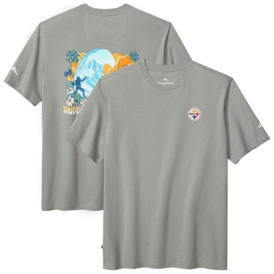 Pittsburgh Steelers Tommy Bahama Gray Huddle & Hang Tens T-Shirt