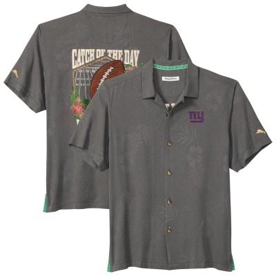 New York Giants Tommy Bahama Gray Catch of the Day IslandZone Button-Up Shirt