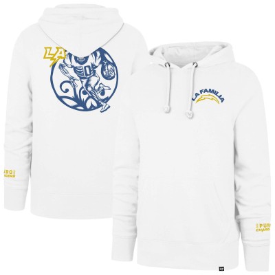 Los Angeles Chargers 47 White La Familia Headline Pullover Hoodie