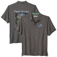 Рубашка с коротким рукавом Detroit Lions Tommy Bahama Gray Endzone Paradise COOLMAX