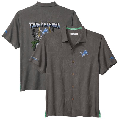 Рубашка с коротким рукавом Detroit Lions Tommy Bahama Gray Endzone Paradise COOLMAX
