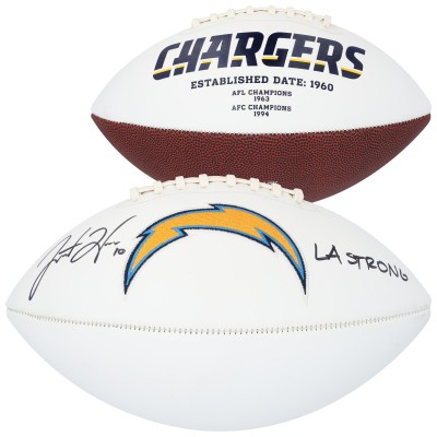 Justin Herbert Los Angeles Chargers Autographed Fanatics Authentic Jardin White Panel Football with LA Strong Inscription