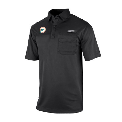 Miami Dolphins Columbia Black Omni-Wick Flycaster Pocket Polo