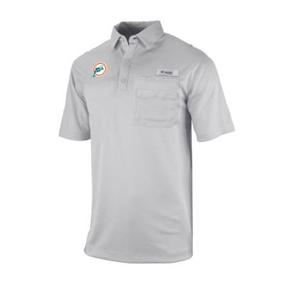 Miami Dolphins Columbia Gray Omni-Wick Flycaster Pocket Polo