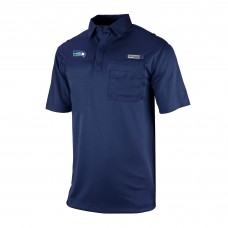 Seattle Seahawks Columbia College Navy Omni-Wick Flycaster Pocket Polo