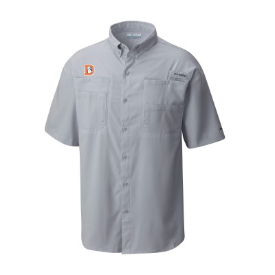 Рубашка с коротким рукавом Denver Broncos Columbia Gray Throwback Logo Tamiami Omni-Shade